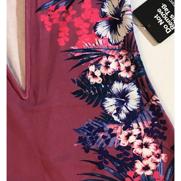 EXPRESS DEEP V  FLORAL BODYSUIT - Picture 5 of 7